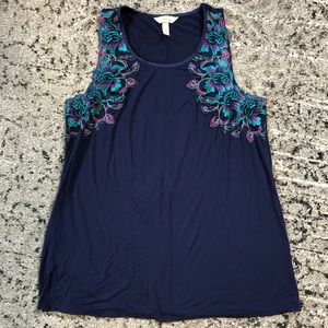 Soma navy sleep set with floral lace detail